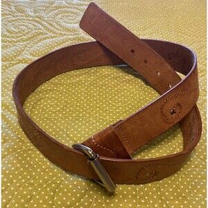 Buckle Women's Belt Brown Leather Stitching & Brads 40" Length 1 & 1/2 " Width